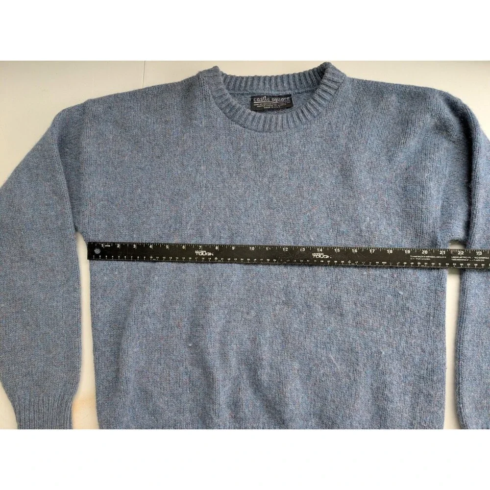 Vintage Castle Square Blue Heather Crewneck Sweater Made USA M/L Pullover